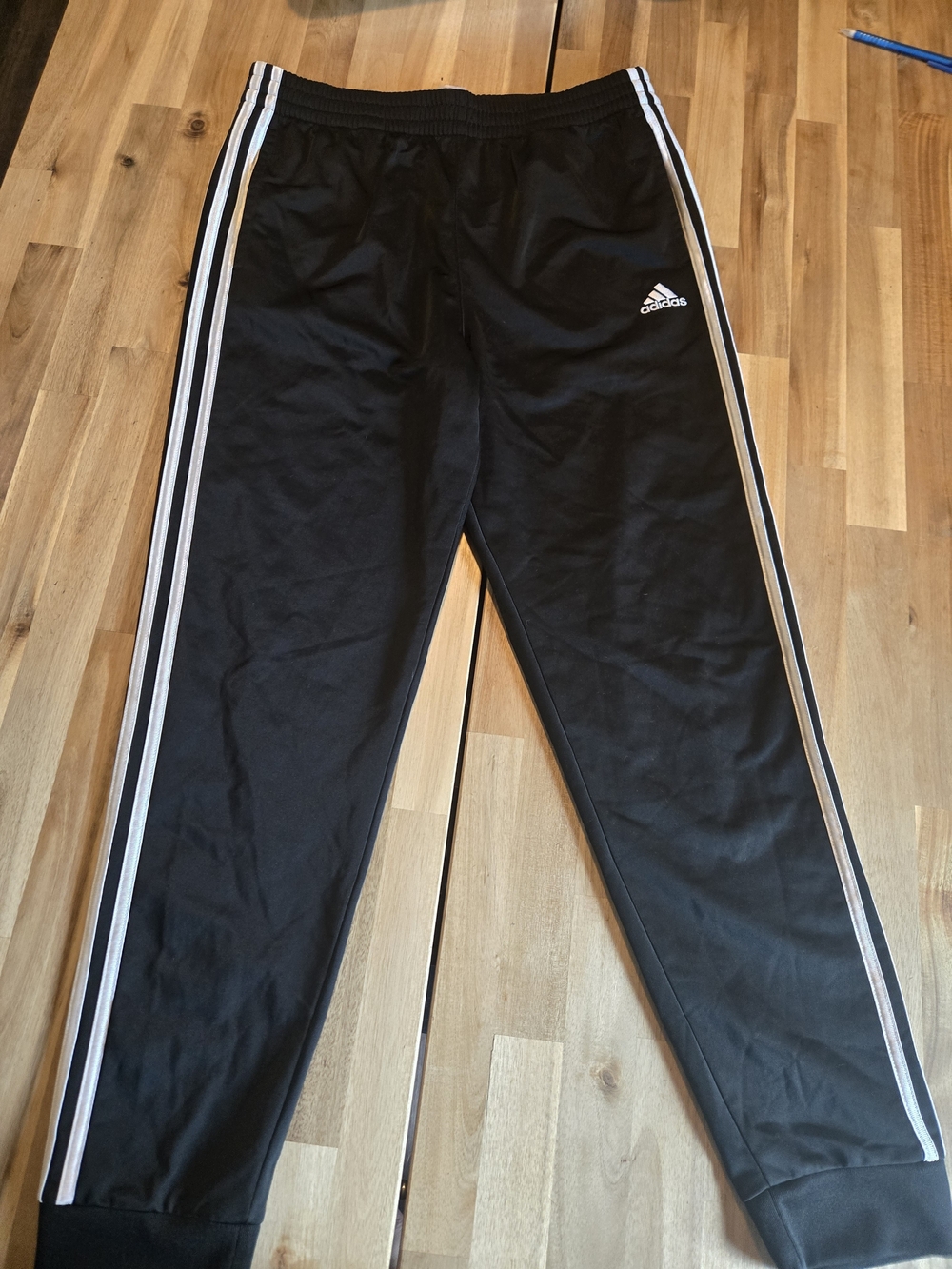 Adidas Kids Black Track Pants with White Stripes